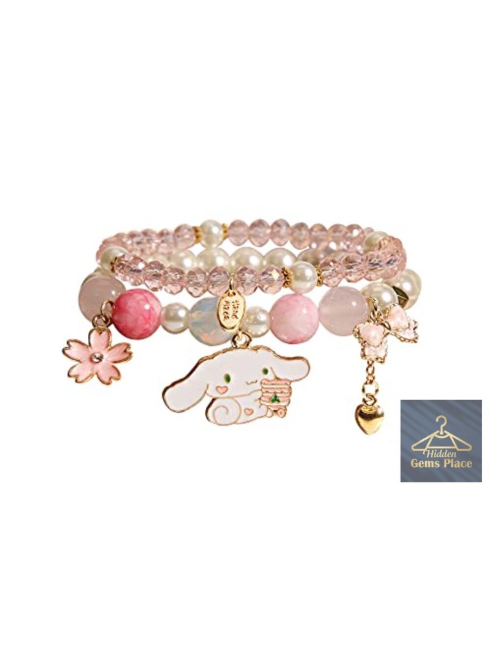 Matching Bracelets Set Crystal Beads Cute Cartoon Elastic Beaded Pearl